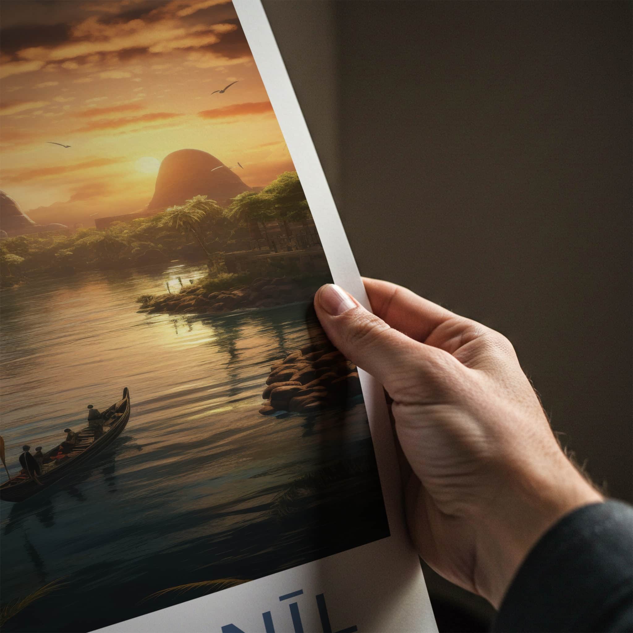 Nahr Al-Nil Poster - Egypt Travel Art - Golden River Sunset Home Decor