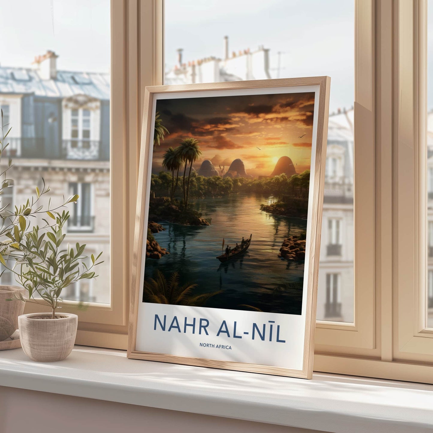 Nahr Al-Nil Poster - Egypt Travel Art - Golden River Sunset Home Decor