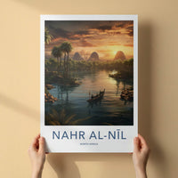 Nahr Al-Nil Poster - Egypt Travel Art - Golden River Sunset Home Decor