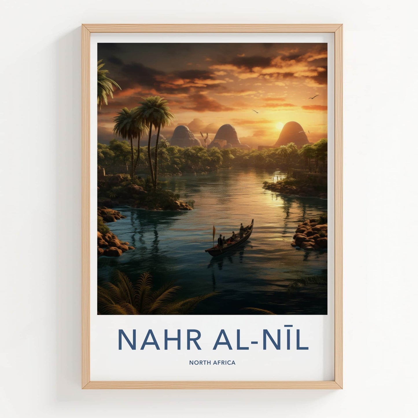 Nahr Al-Nil Poster - Egypt Travel Art - Golden River Sunset Home Decor