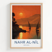 Nahr Al Nil Poster - Egypt Travel Art - Nile Sunset Feluccas Home Decor