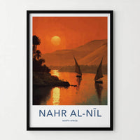 Nahr Al Nil Poster - Egypt Travel Art - Nile Sunset Feluccas Home Decor