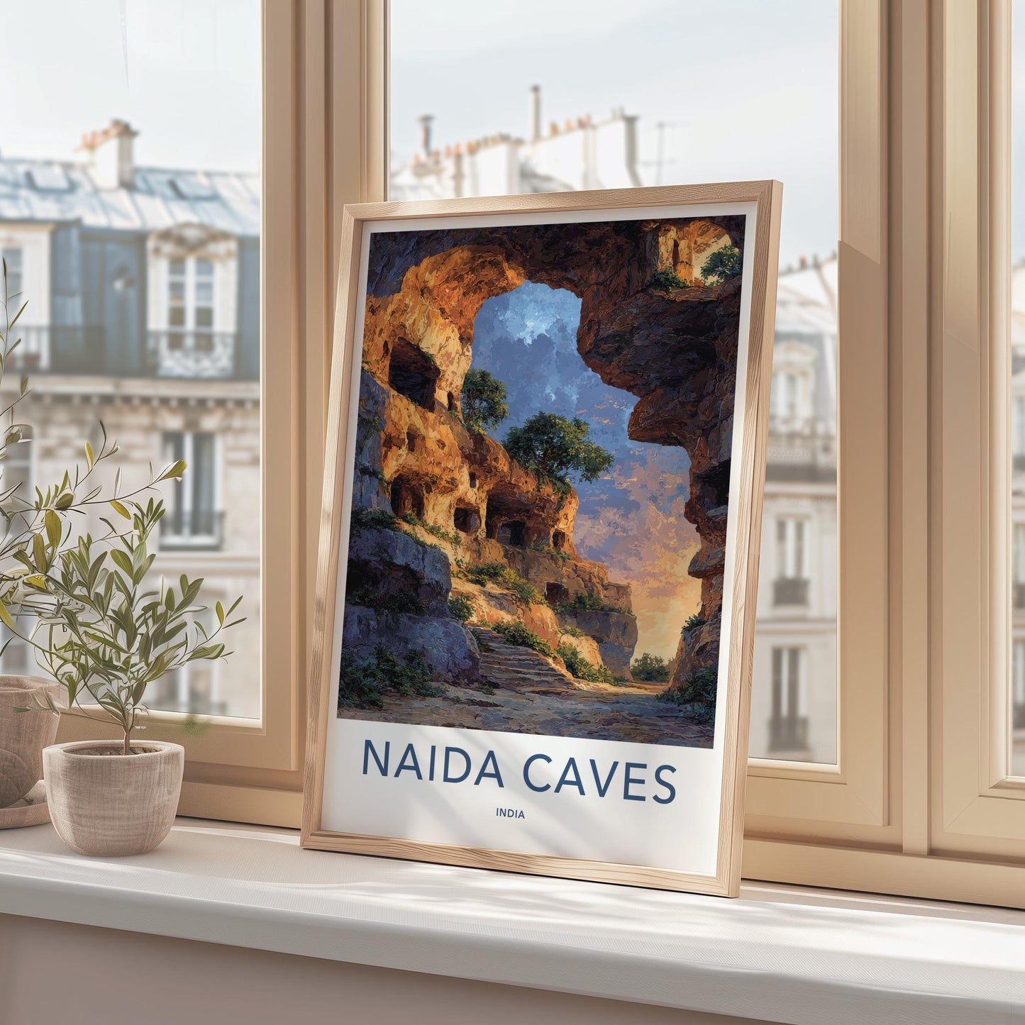 Naida Caves Poster - India Fine Art - Diu Sunlit Rock Caverns Home Art