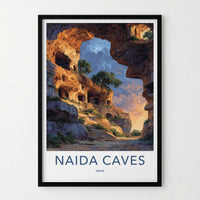 Naida Caves Poster - India Fine Art - Diu Sunlit Rock Caverns Home Art