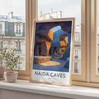 Naida Caves Poster India Gujarat Sunlit Archways Framed Print
