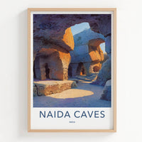 Naida Caves Poster India Gujarat Sunlit Archways Framed Print