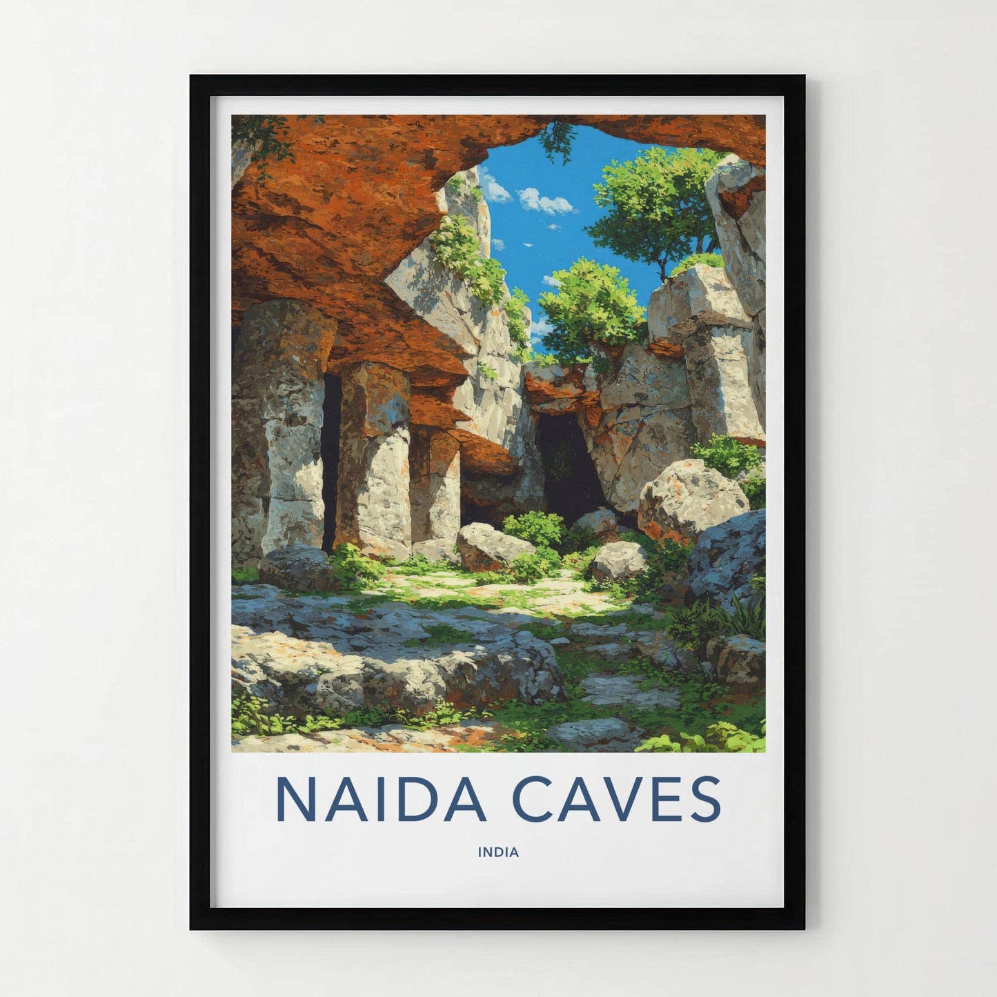 Naida Caves Poster - India Wall Art - Diu Rocky Cave Interior Home Decor