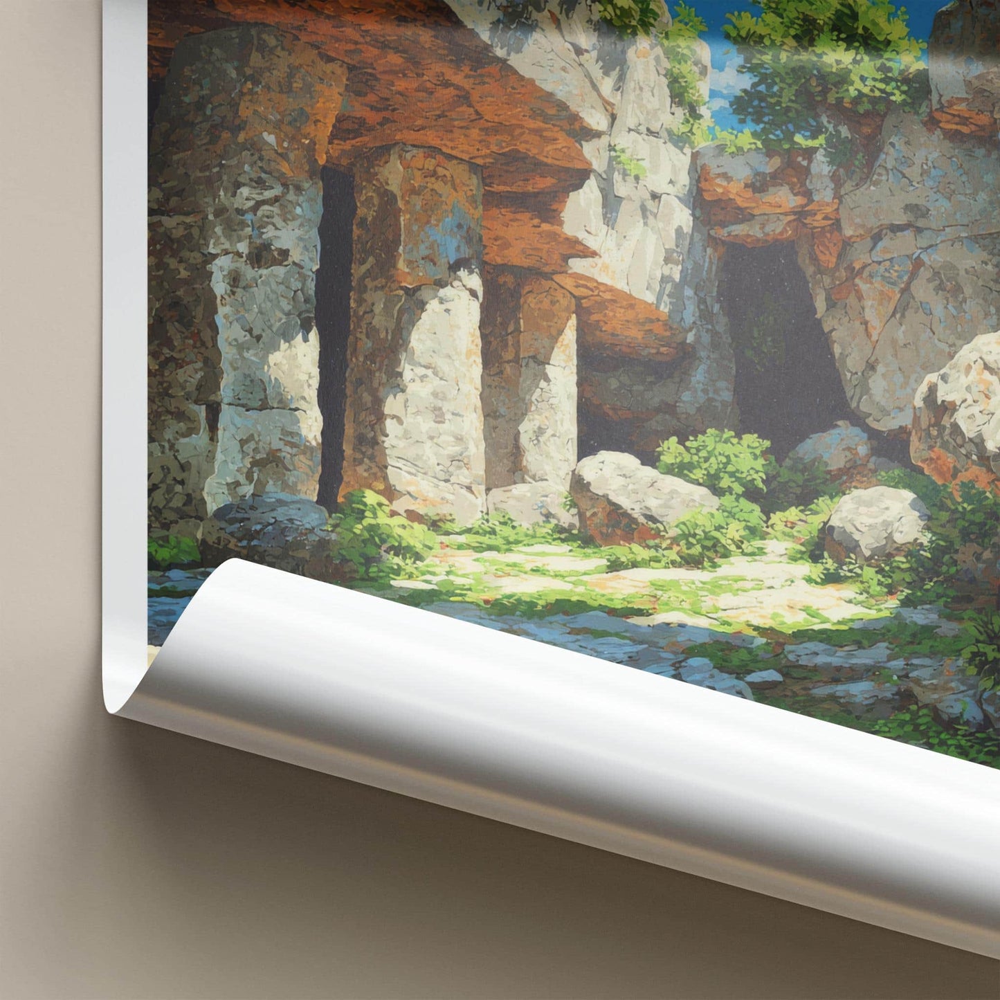 Naida Caves Poster - India Wall Art - Diu Rocky Cave Interior Home Decor