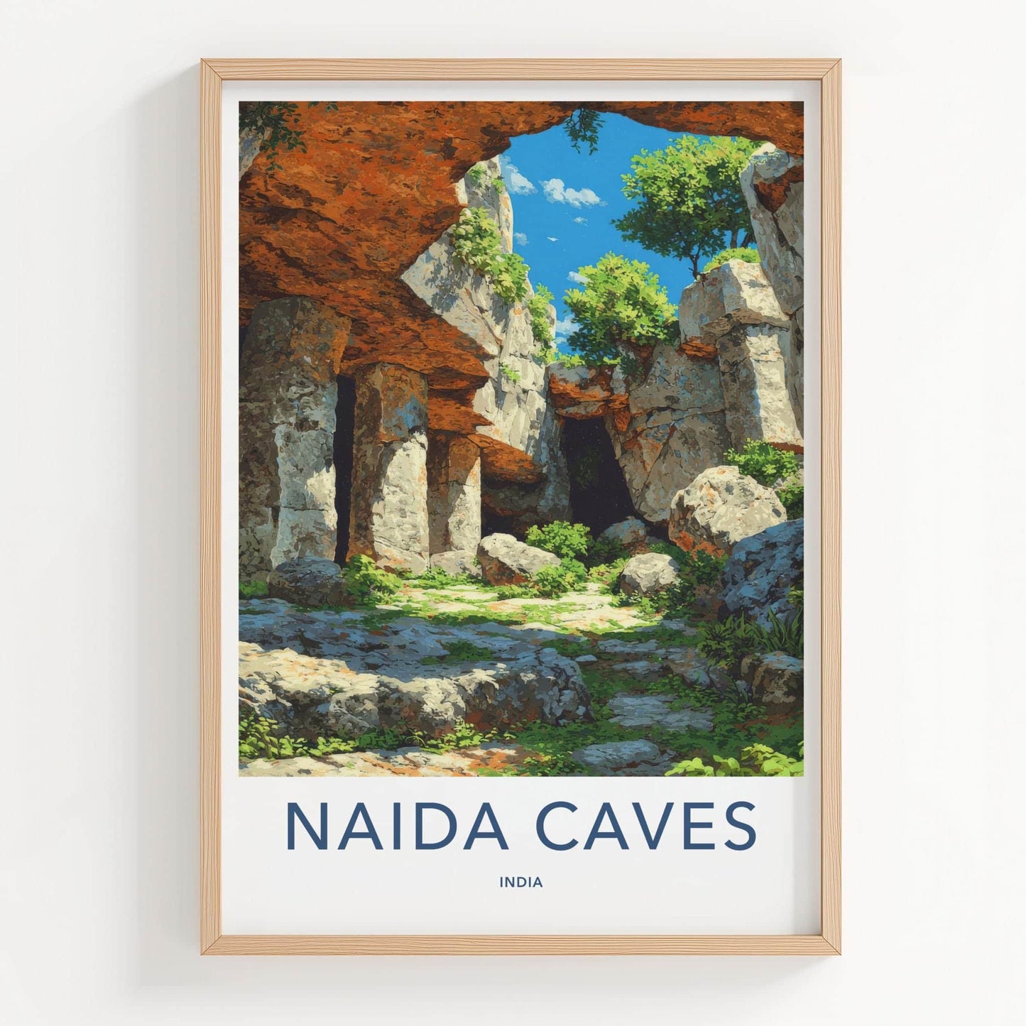 Naida Caves Poster - India Wall Art - Diu Rocky Cave Interior Home Decor
