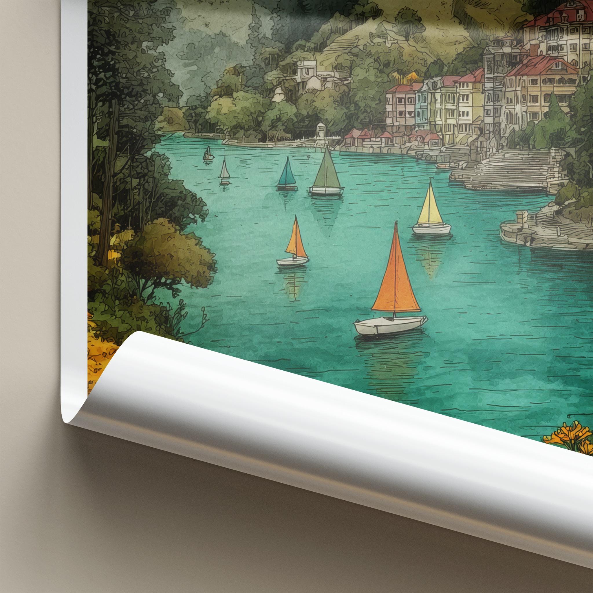 Nainital Poster - India Wall Art - Uttarakhand Mountain Lake Home Decor