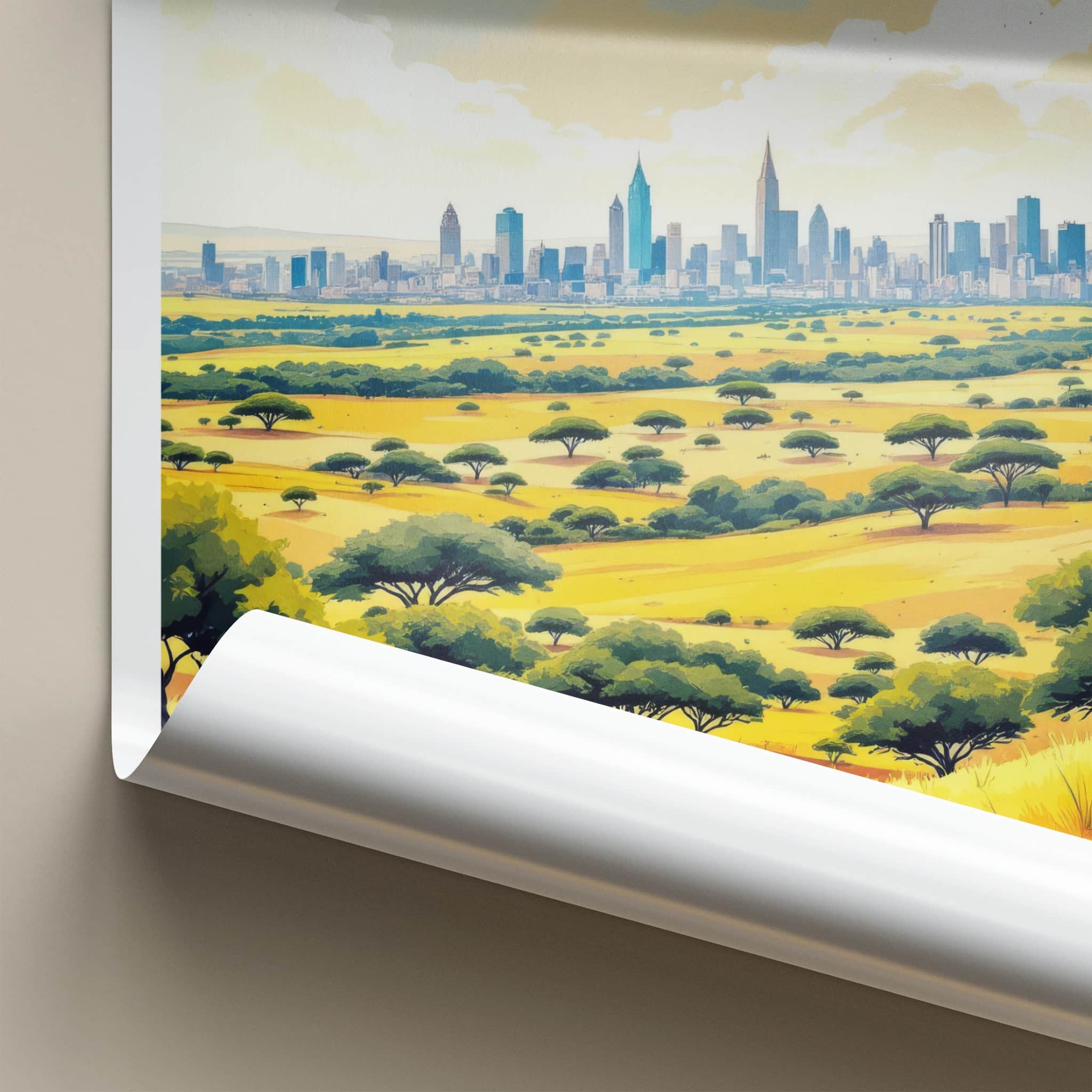 Nairobi Poster - Kenya Framed Art - City Savanna View Lounge Decor