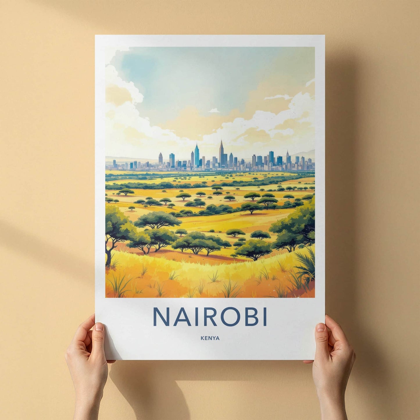 Nairobi Poster - Kenya Framed Art - City Savanna View Lounge Decor