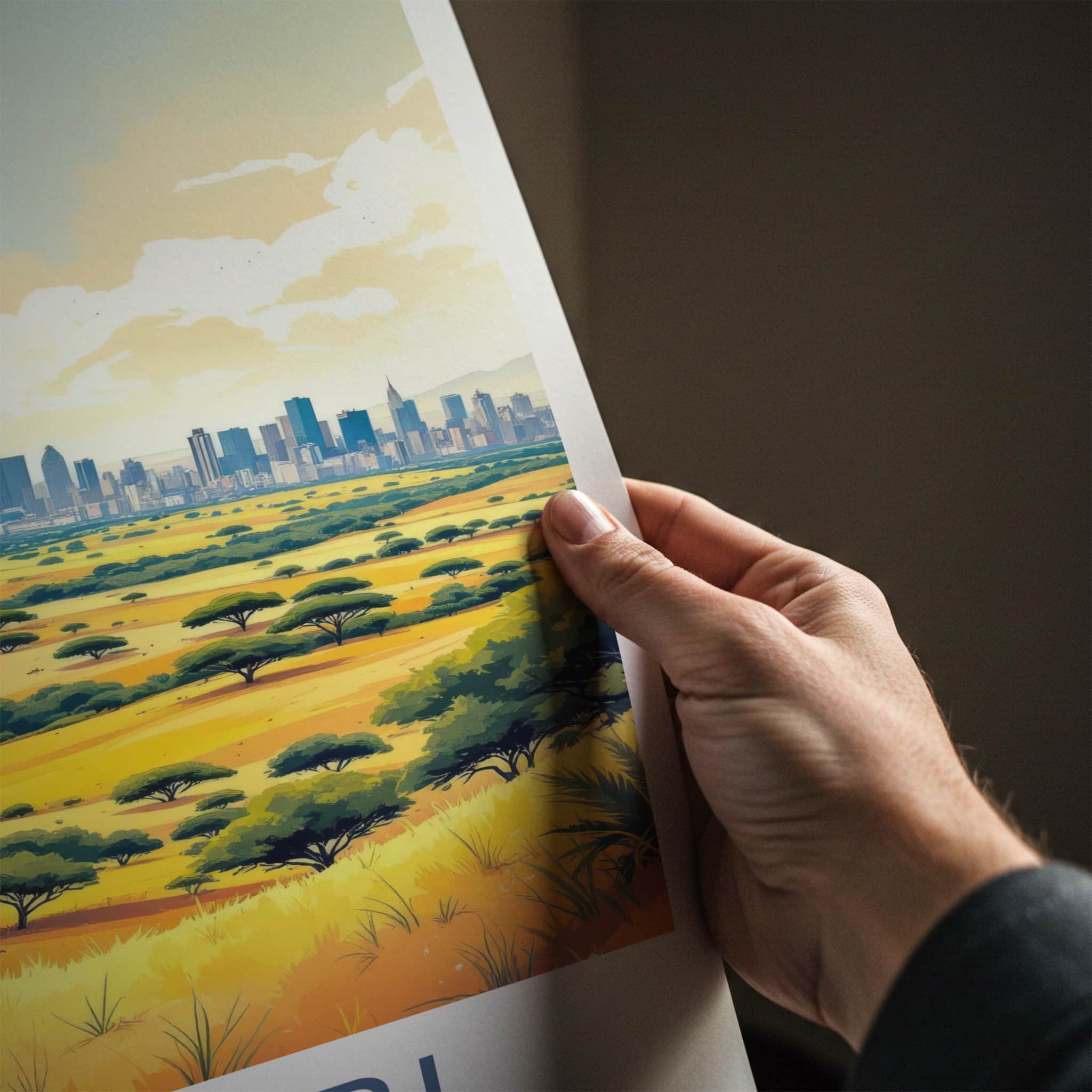 Nairobi Poster - Kenya Framed Art - City Savanna View Lounge Decor