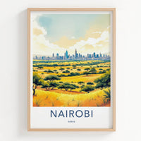 Nairobi Poster - Kenya Framed Art - City Savanna View Lounge Decor