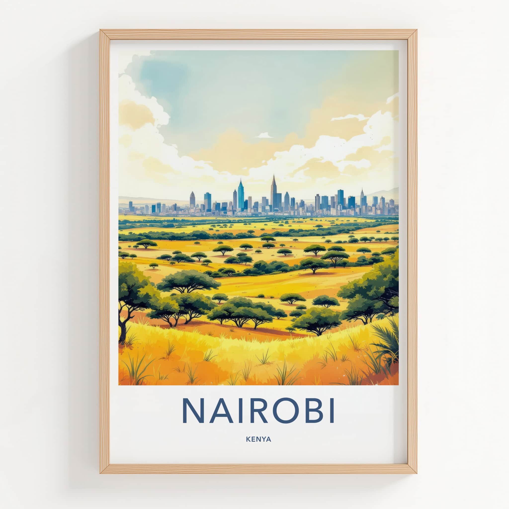 Nairobi Poster - Kenya Framed Art - City Savanna View Lounge Decor