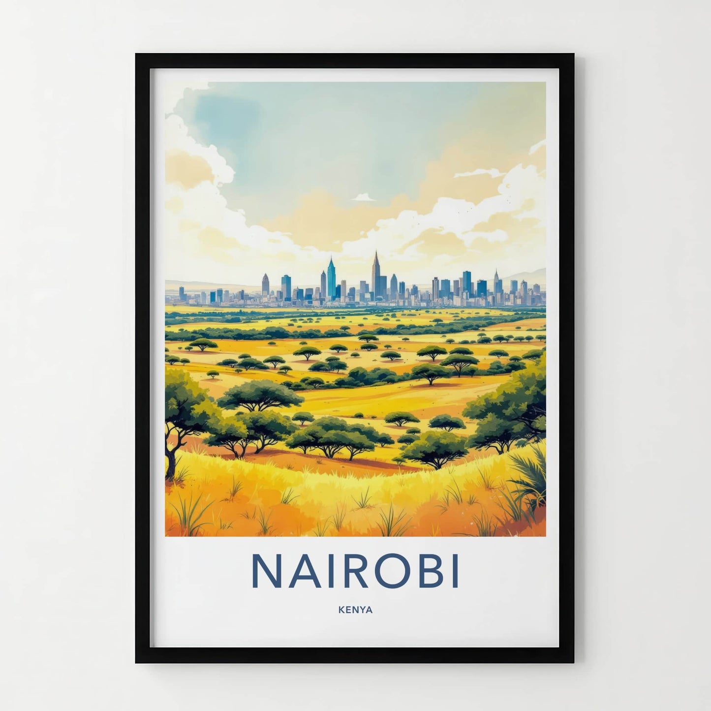 Nairobi Poster - Kenya Framed Art - City Savanna View Lounge Decor