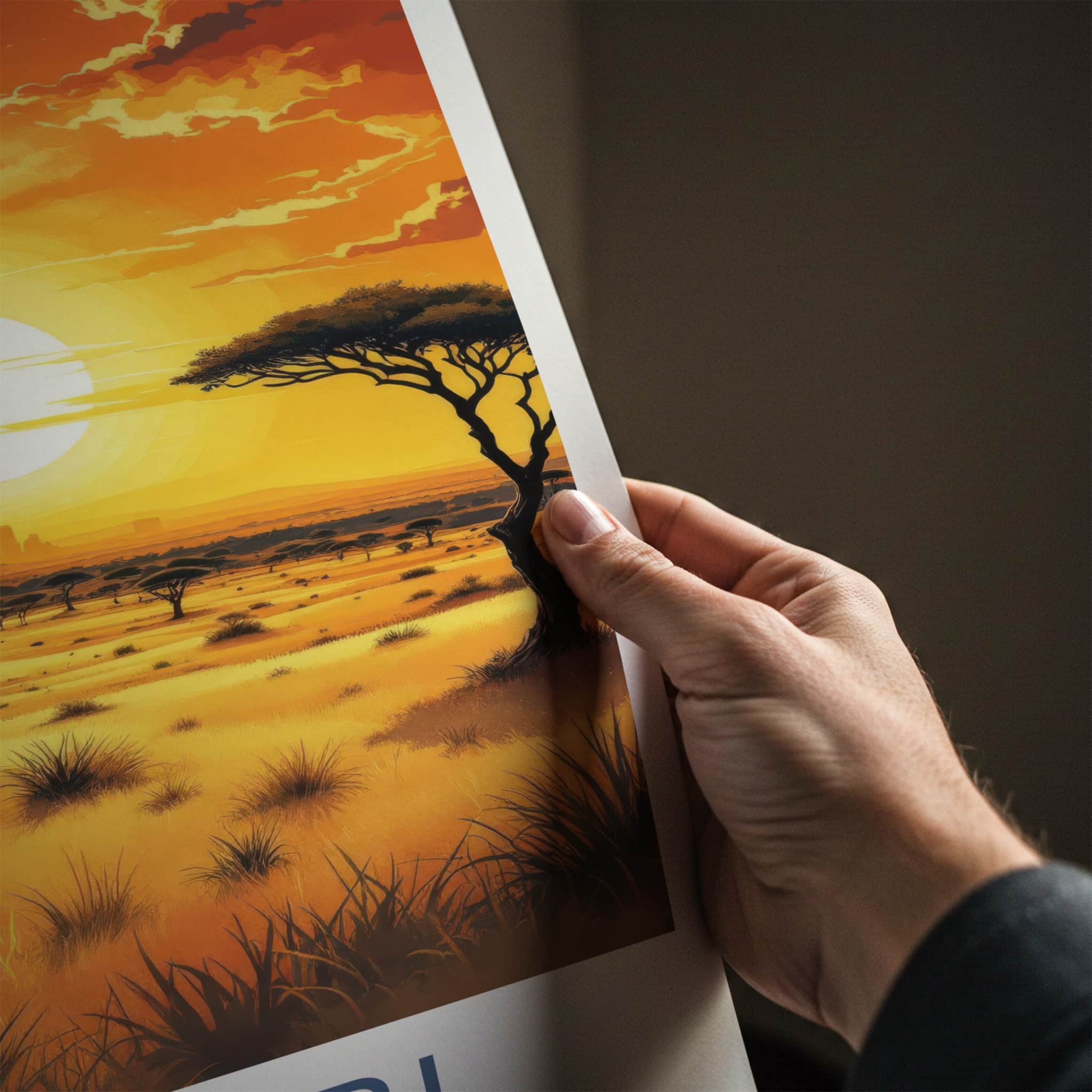 Nairobi Poster - Kenya Travel Art - Golden savanna sunset Home Decor