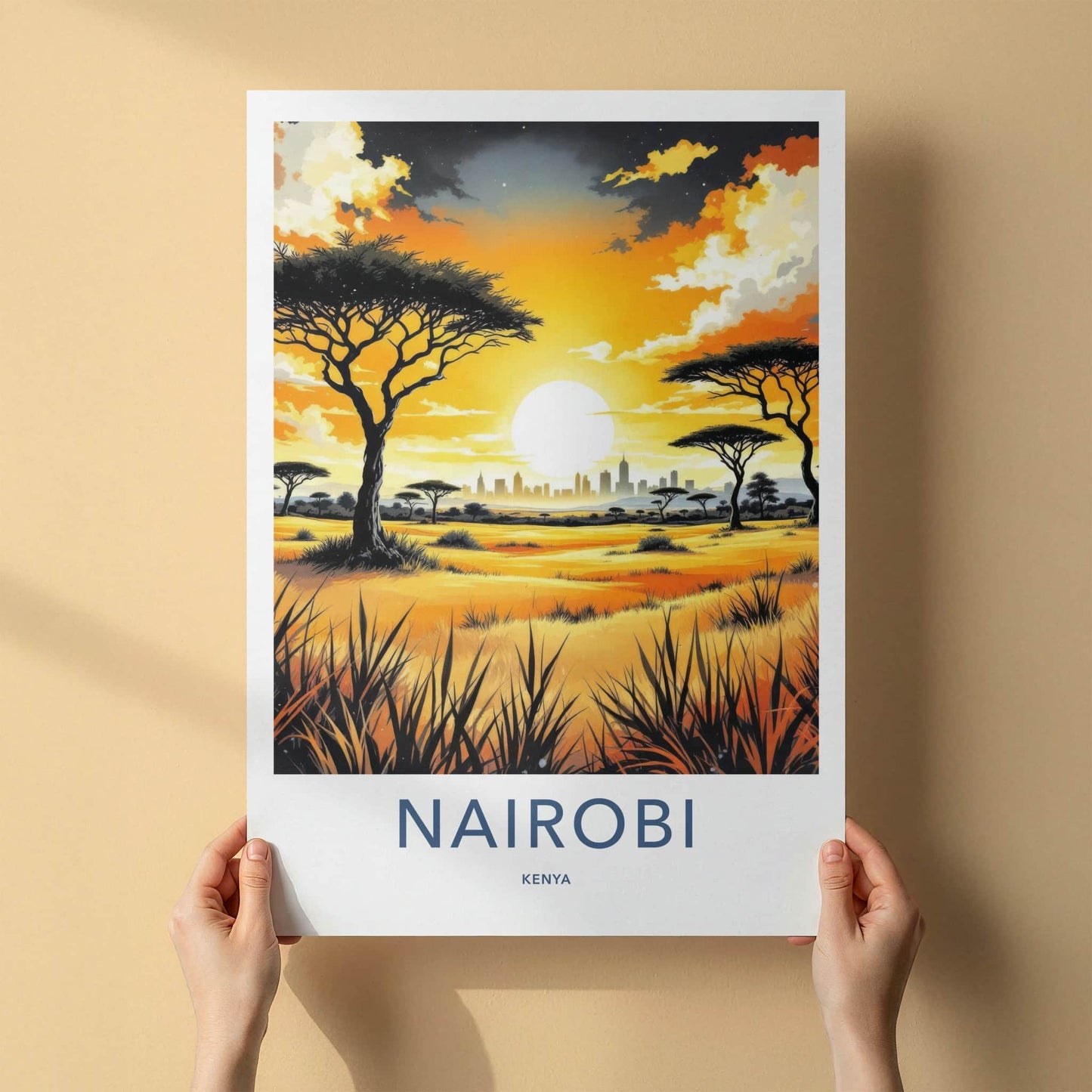 Nairobi Poster - Kenya Travel Art - Vibrant Sunset Horizon Wall Decor