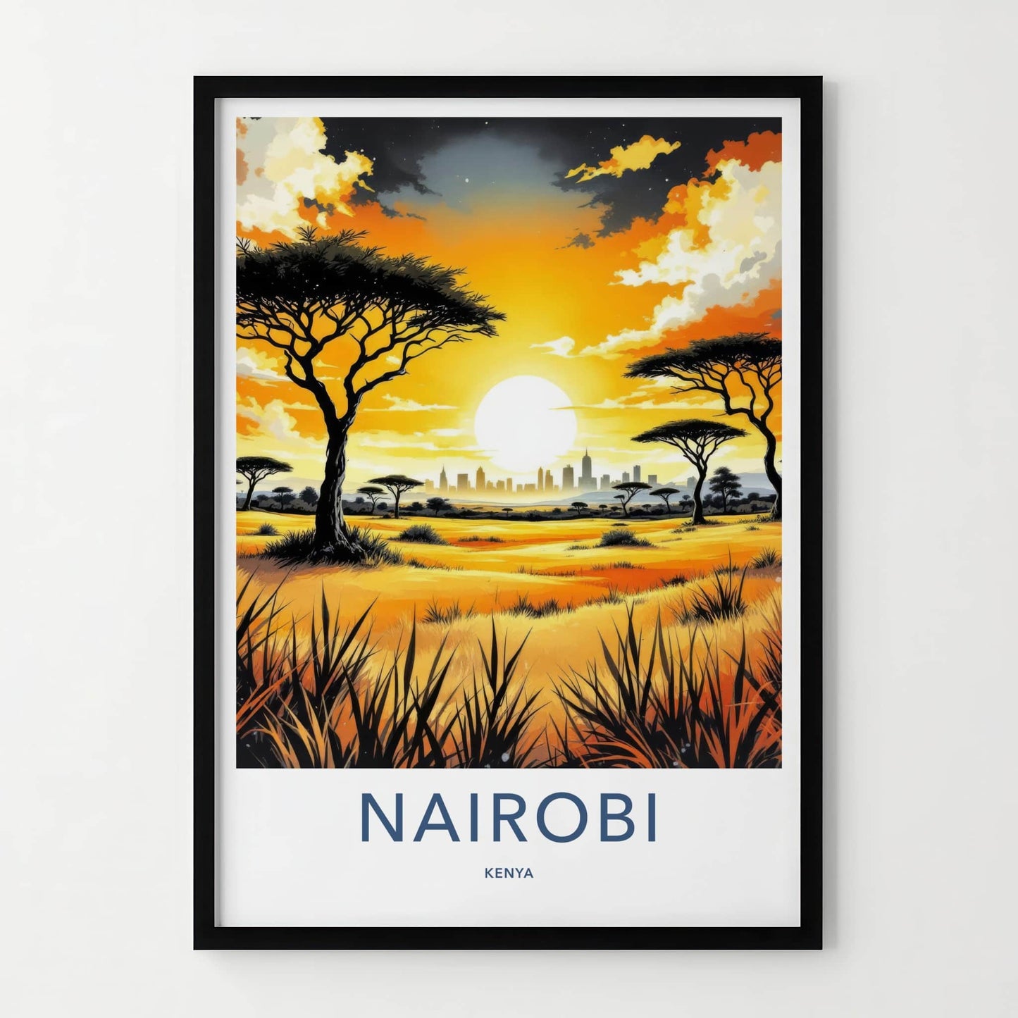 Nairobi Poster - Kenya Travel Art - Vibrant Sunset Horizon Wall Decor