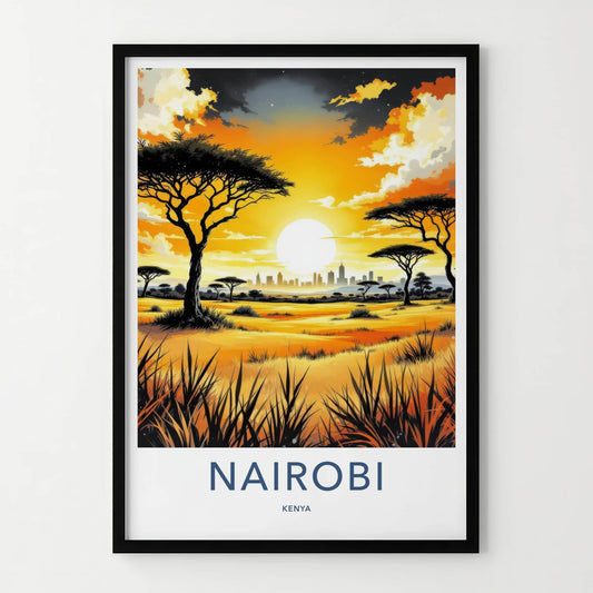 Nairobi Poster - Kenya Travel Art - Vibrant Sunset Horizon Wall Decor