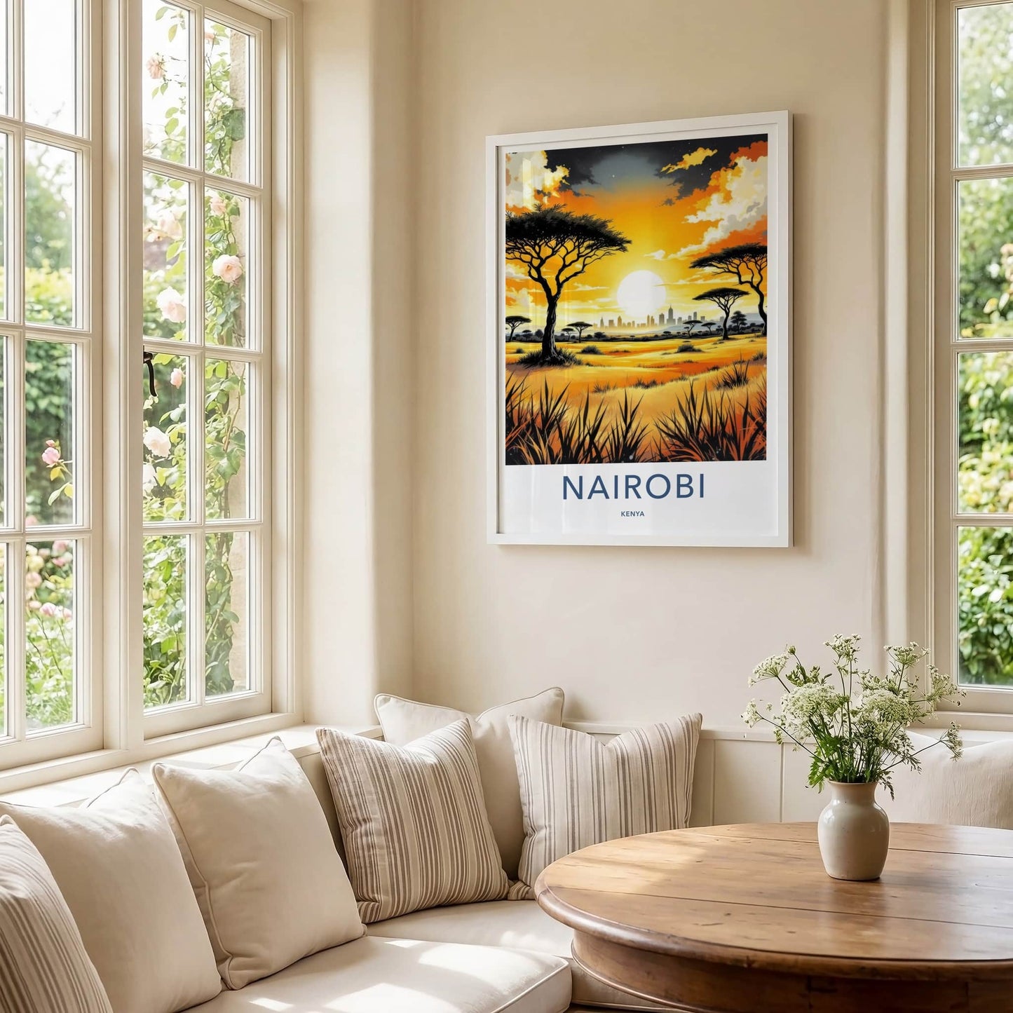 Nairobi Poster - Kenya Travel Art - Vibrant Sunset Horizon Wall Decor