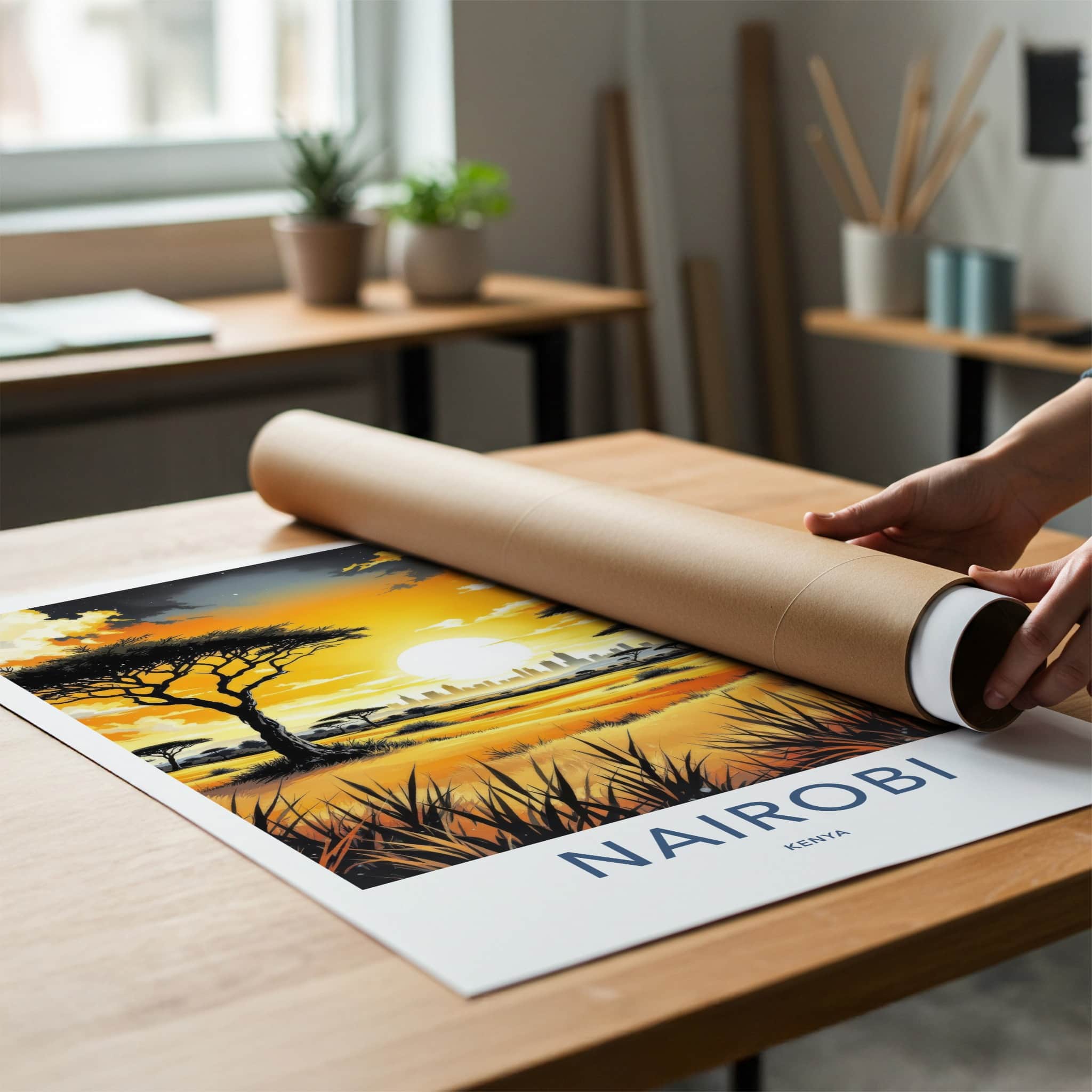 Nairobi Poster - Kenya Travel Art - Vibrant Sunset Horizon Wall Decor