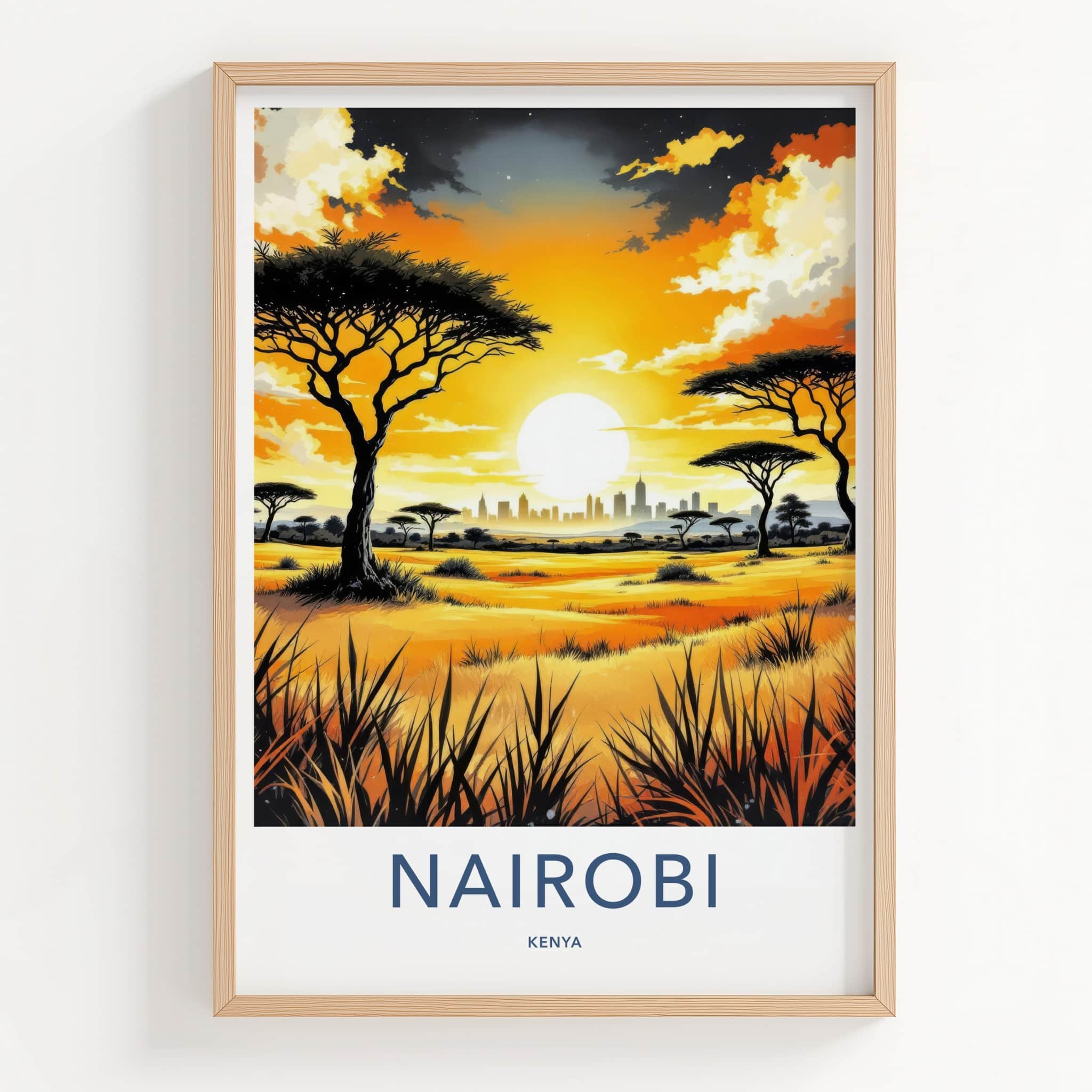 Nairobi Poster - Kenya Travel Art - Vibrant Sunset Horizon Wall Decor
