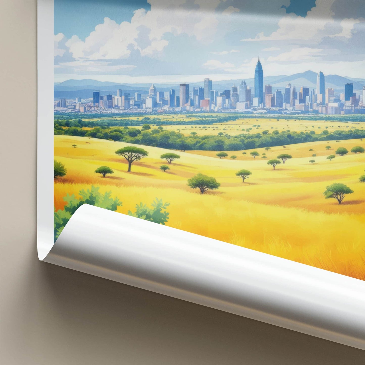 Nairobi Poster - Kenya Wall Art - Golden Savanna Vista Home Decor