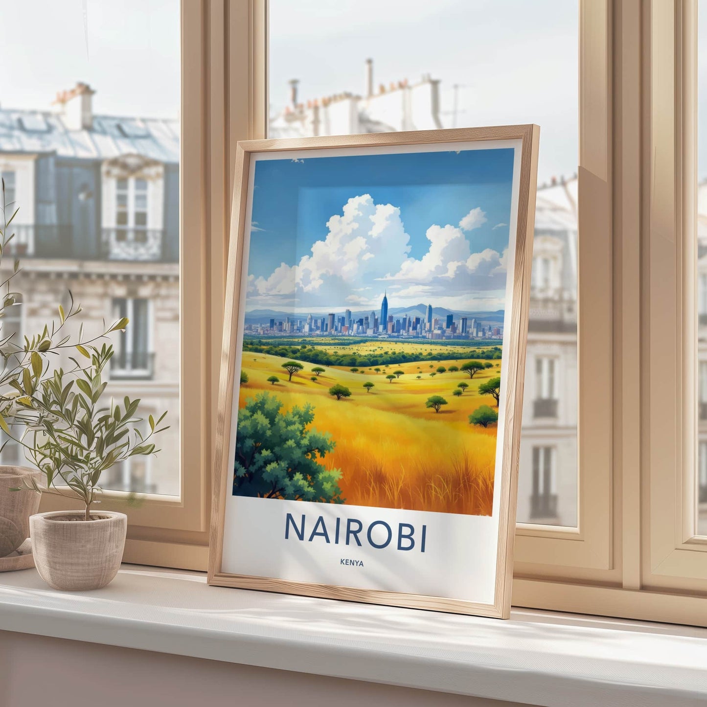 Nairobi Poster - Kenya Wall Art - Golden Savanna Vista Home Decor
