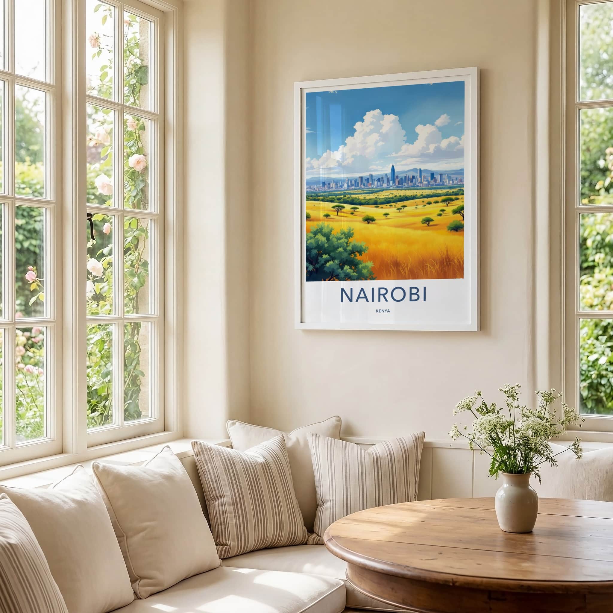 Nairobi Poster - Kenya Wall Art - Golden Savanna Vista Home Decor