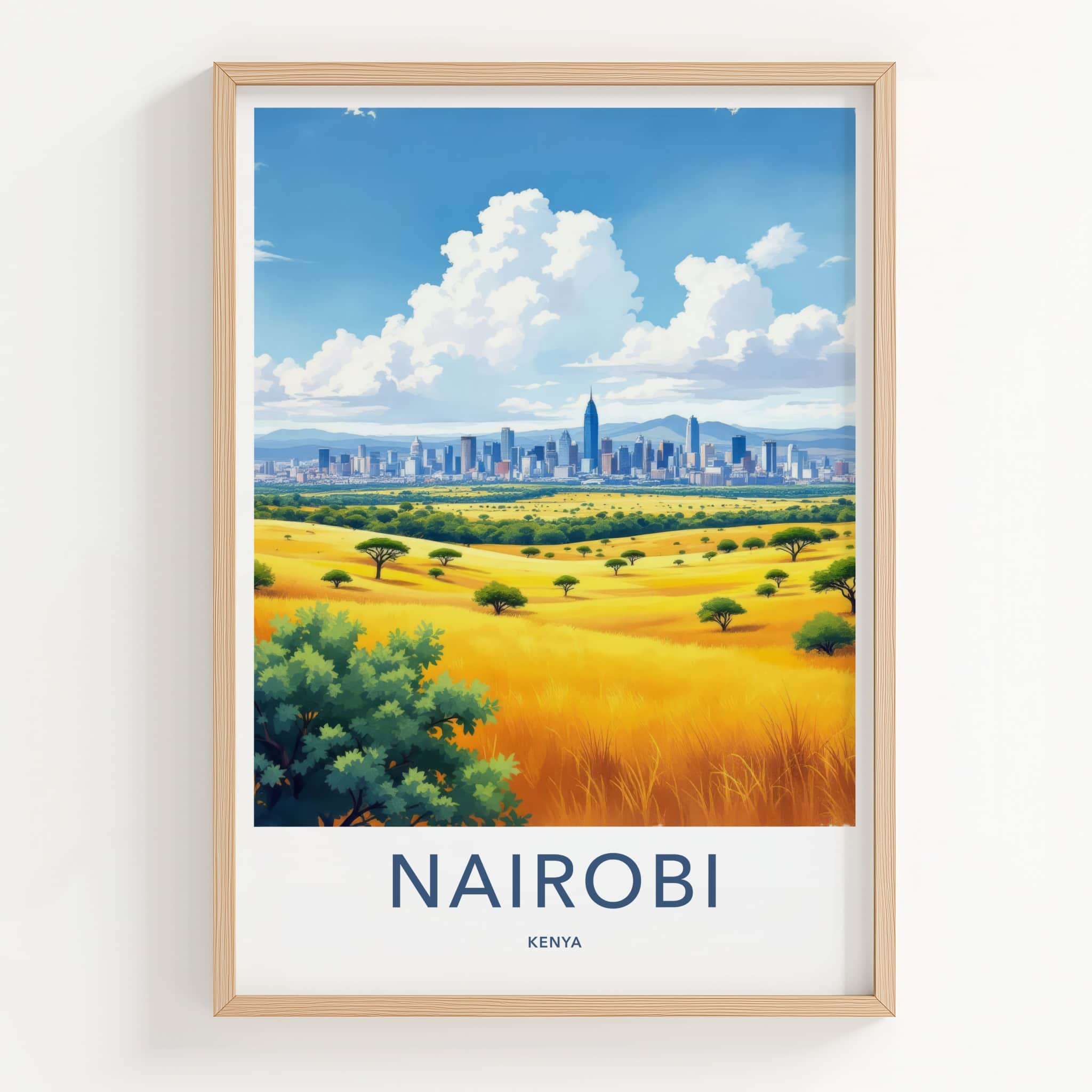 Nairobi Poster - Kenya Wall Art - Golden Savanna Vista Home Decor