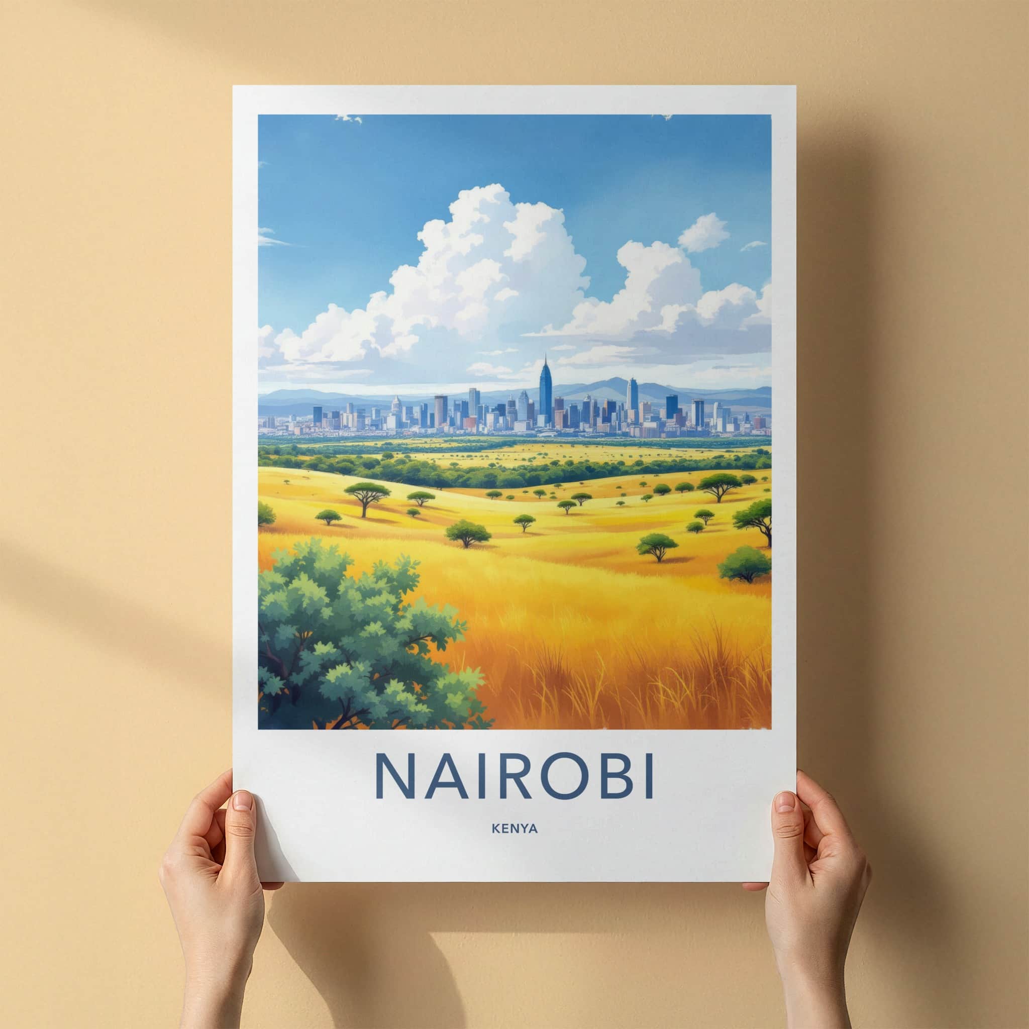 Nairobi Poster - Kenya Wall Art - Golden Savanna Vista Home Decor