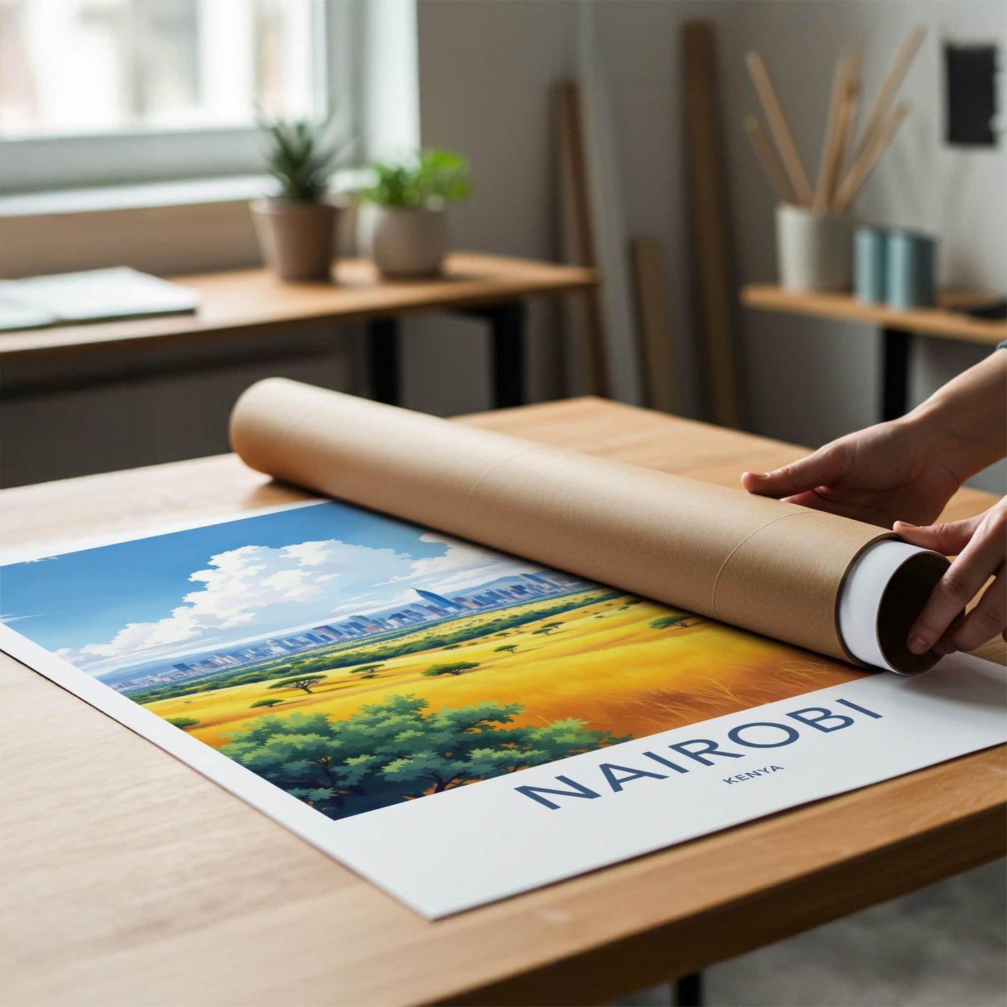 Nairobi Poster - Kenya Wall Art - Golden Savanna Vista Home Decor