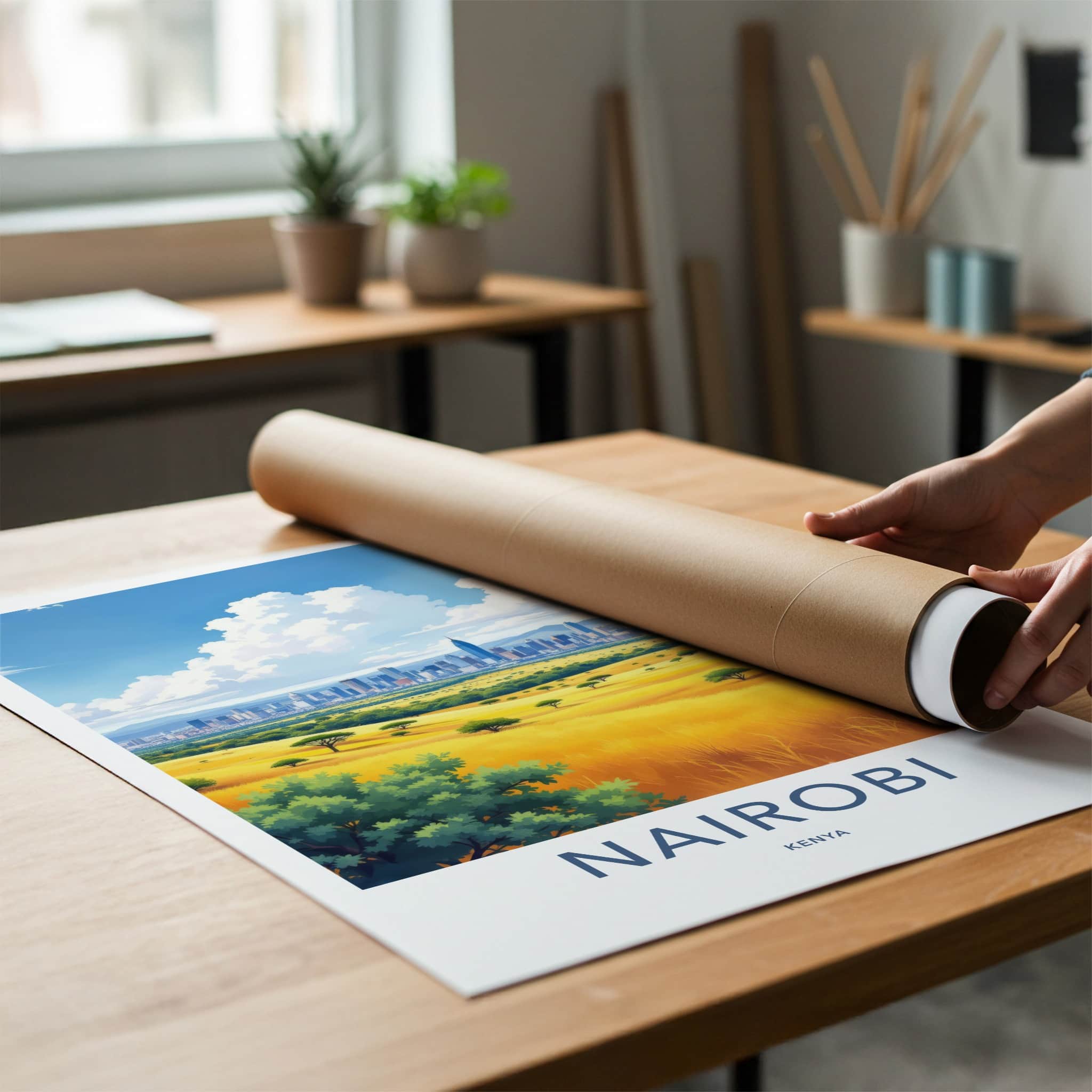 Nairobi Poster - Kenya Wall Art - Golden Savanna Vista Home Decor