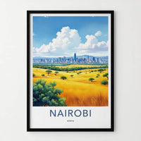 Nairobi Poster - Kenya Wall Art - Golden Savanna Vista Home Decor