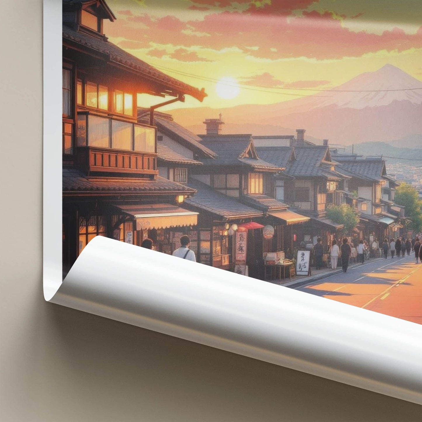Nakasendo Poster - Japan Travel Art - Sunset Mountain Fuji Home Decor