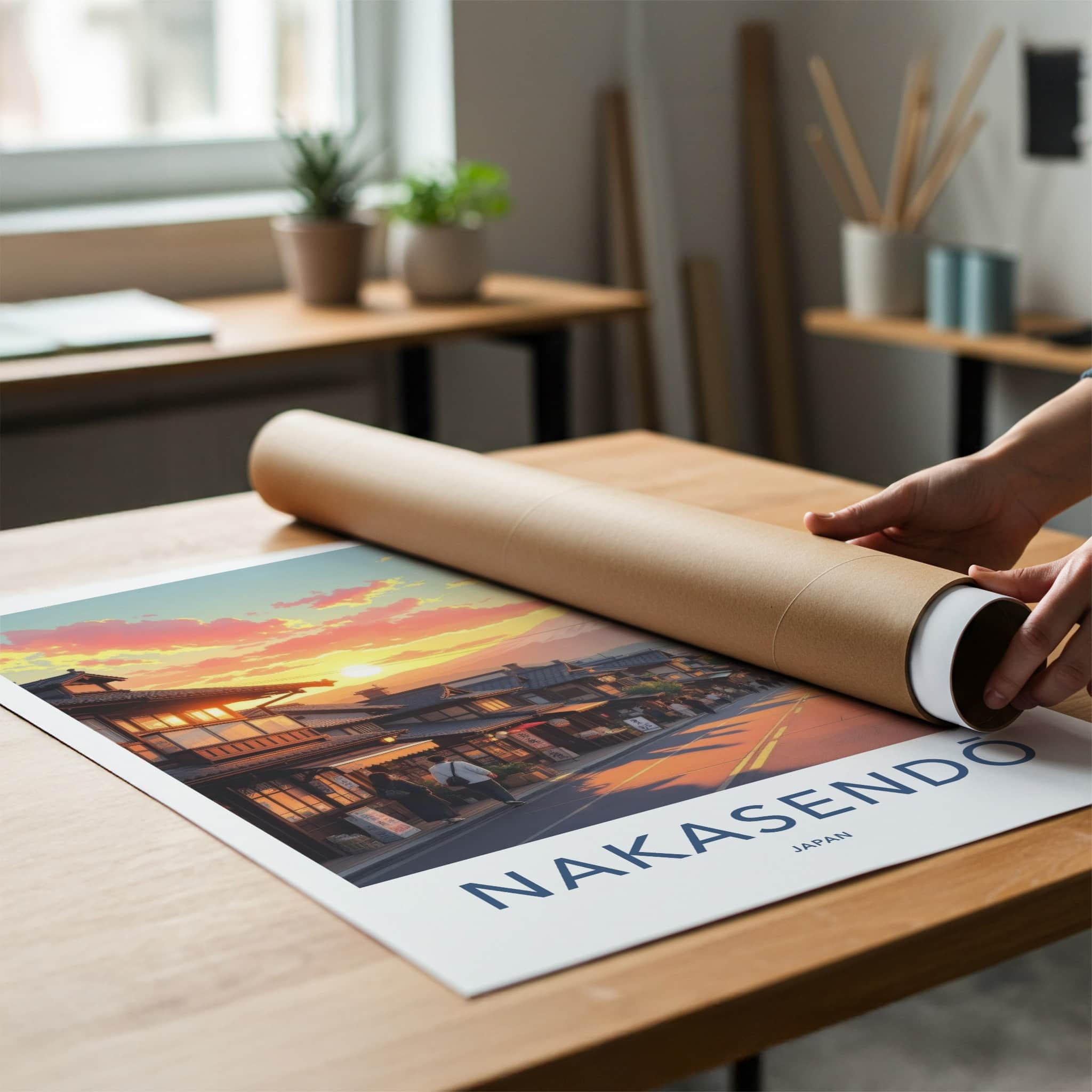 Nakasendo Poster - Japan Travel Art - Sunset Mountain Fuji Home Decor