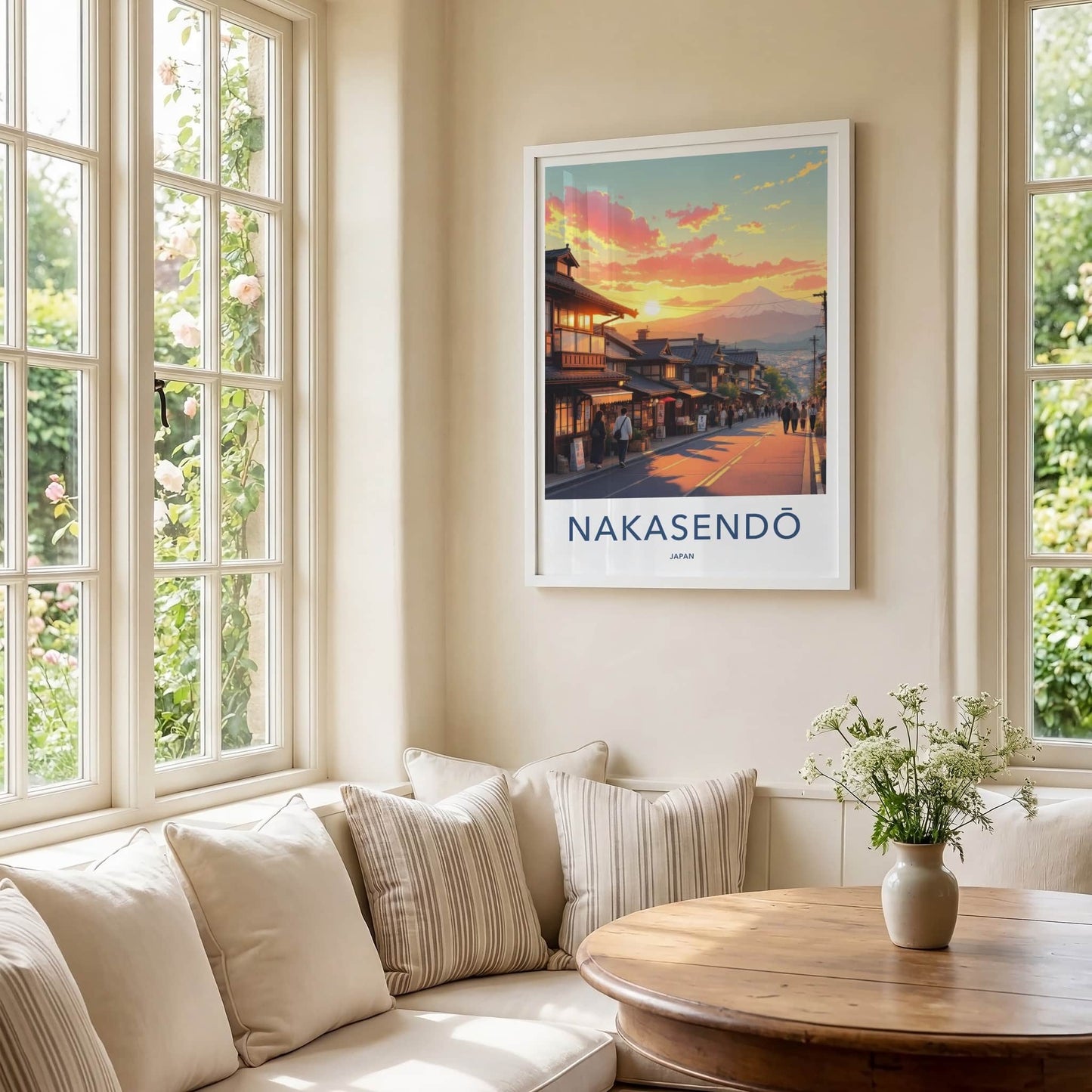 Nakasendo Poster - Japan Travel Art - Sunset Mountain Fuji Home Decor