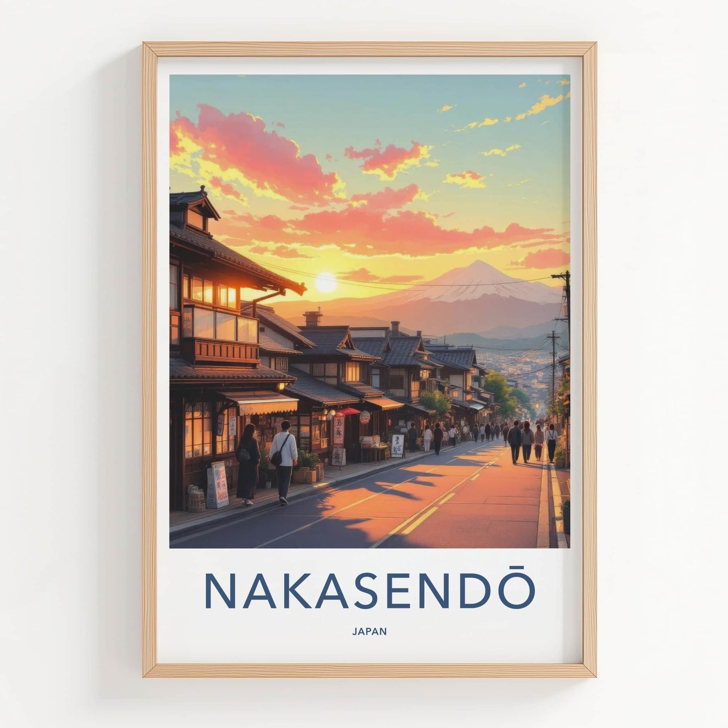 Nakasendo Poster - Japan Travel Art - Sunset Mountain Fuji Home Decor