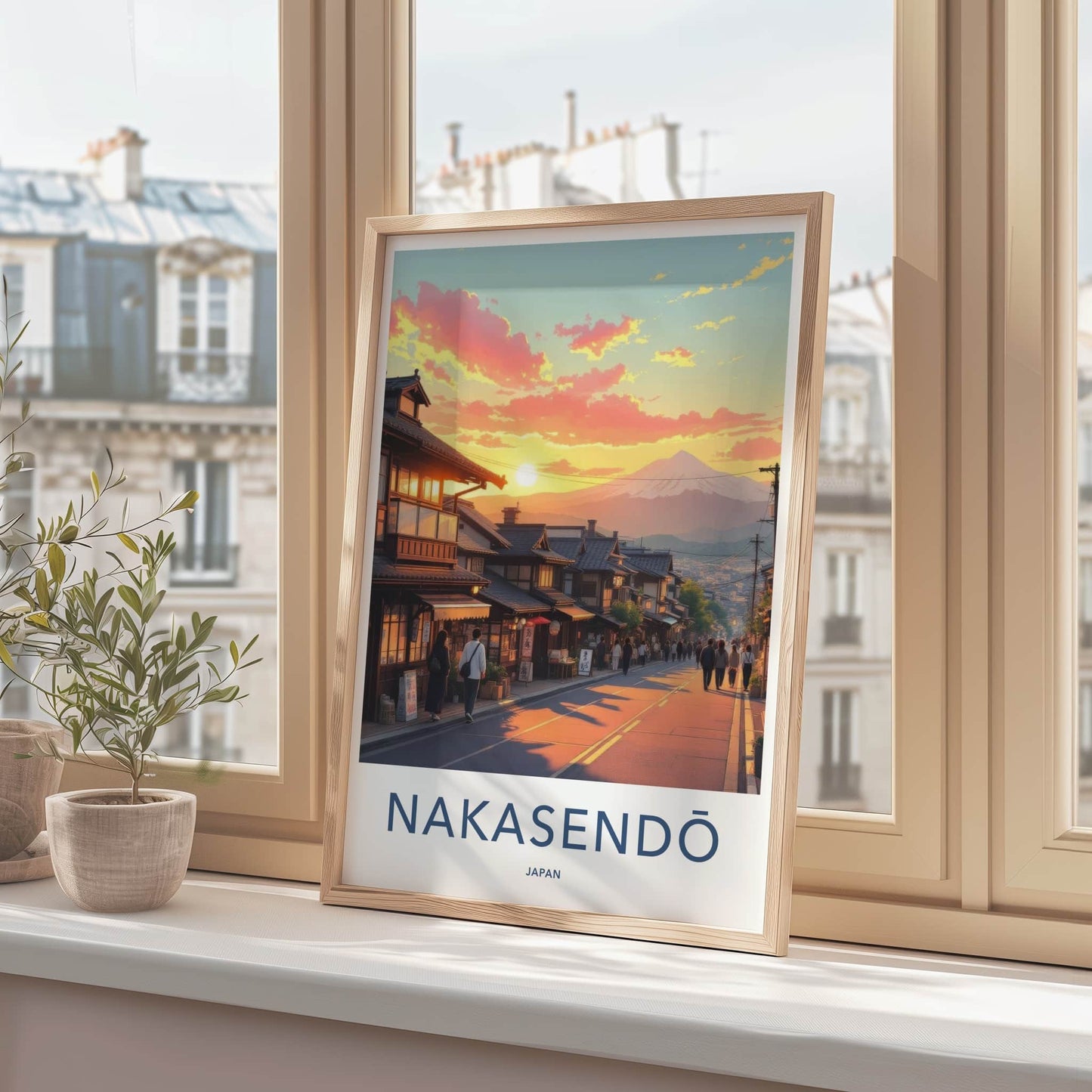 Nakasendo Poster - Japan Travel Art - Sunset Mountain Fuji Home Decor
