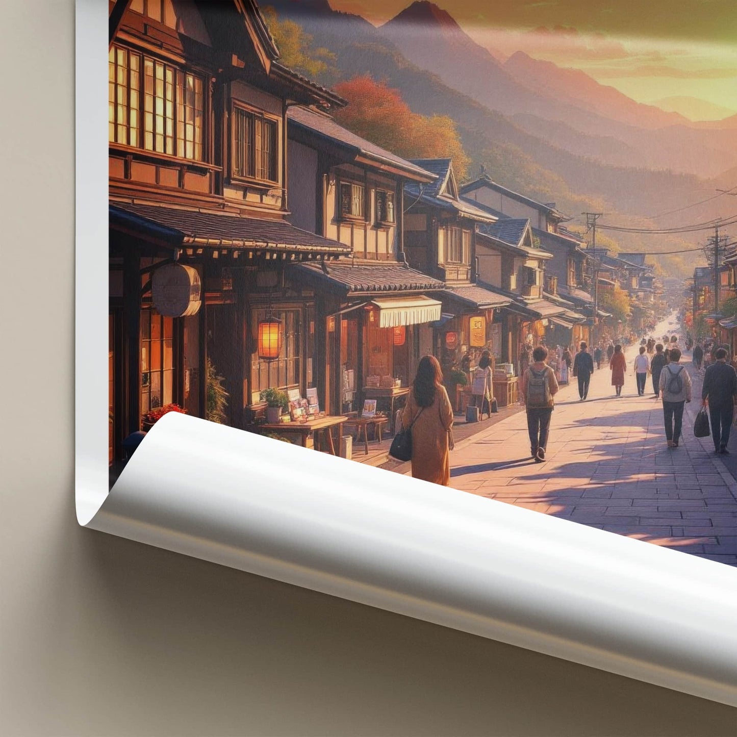 Nakasendo Poster - Japan Wall Art - Autumn Sunset Street Home Decor