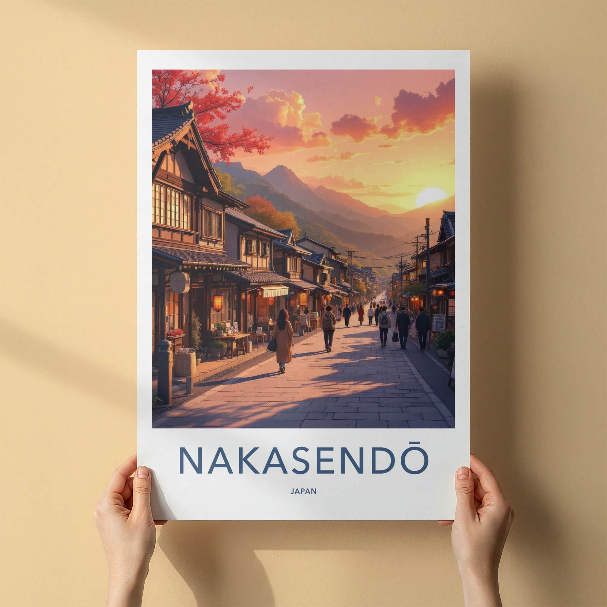 Nakasendo Poster - Japan Wall Art - Autumn Sunset Street Home Decor
