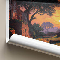 Nalanda Poster - India Travel Art - Bihar Ancient Ruins Sunset Home Decor