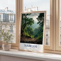 Nam Ha Poster - Laos Framed Print - Misty Jungle Monkeys Gallery Art