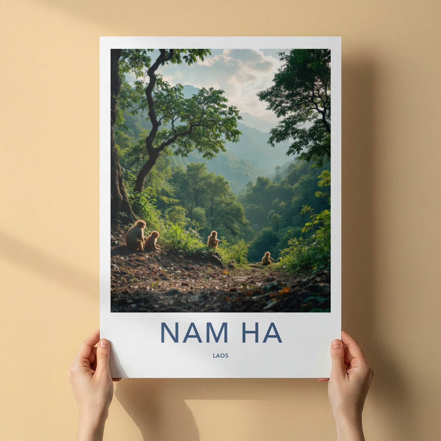 Nam Ha Poster - Laos Framed Print - Misty Jungle Monkeys Gallery Art