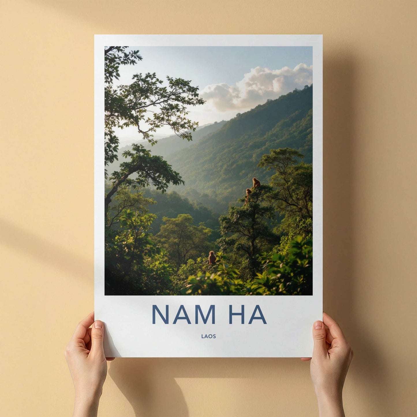 Nam Ha Poster - Laos Travel Art - Monkeys Mountain Haze Home Decor