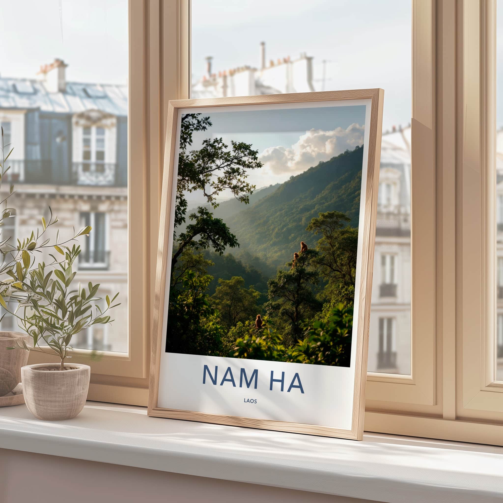 Nam Ha Poster - Laos Travel Art - Monkeys Mountain Haze Home Decor