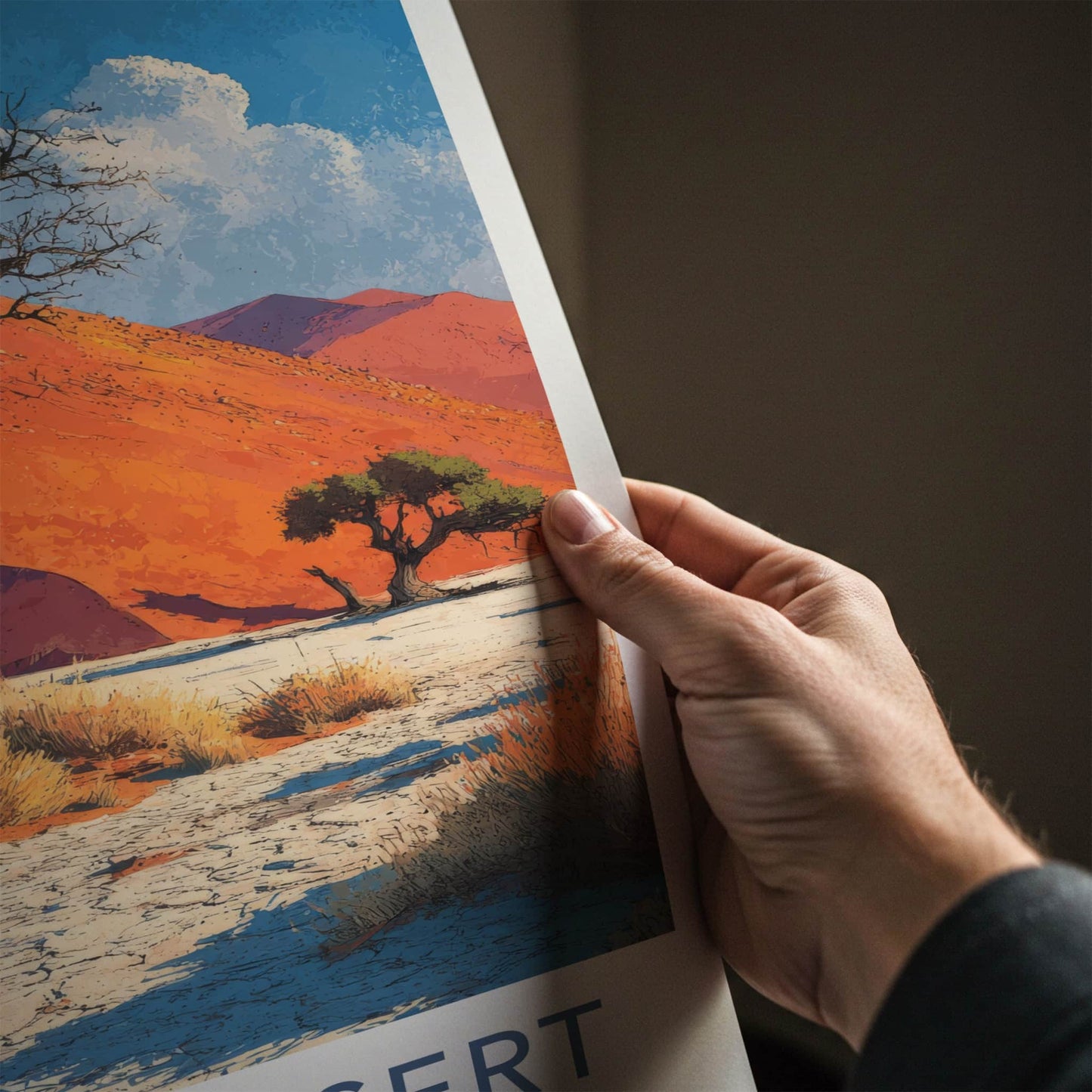Namib Desert Poster - Africa Travel Print - Red Dune Landscape Home Decor