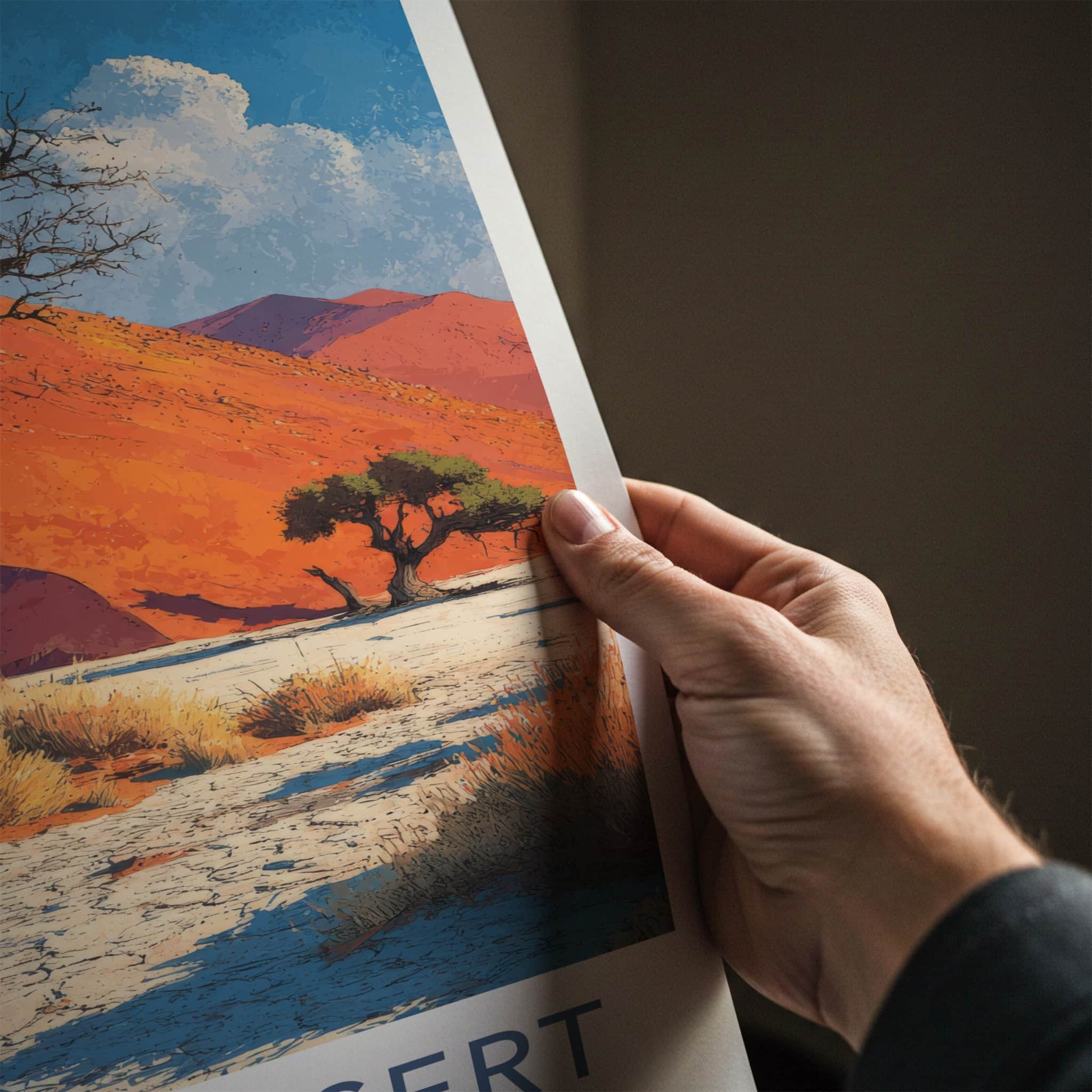 Namib Desert Poster - Africa Travel Print - Red Dune Landscape Home Decor