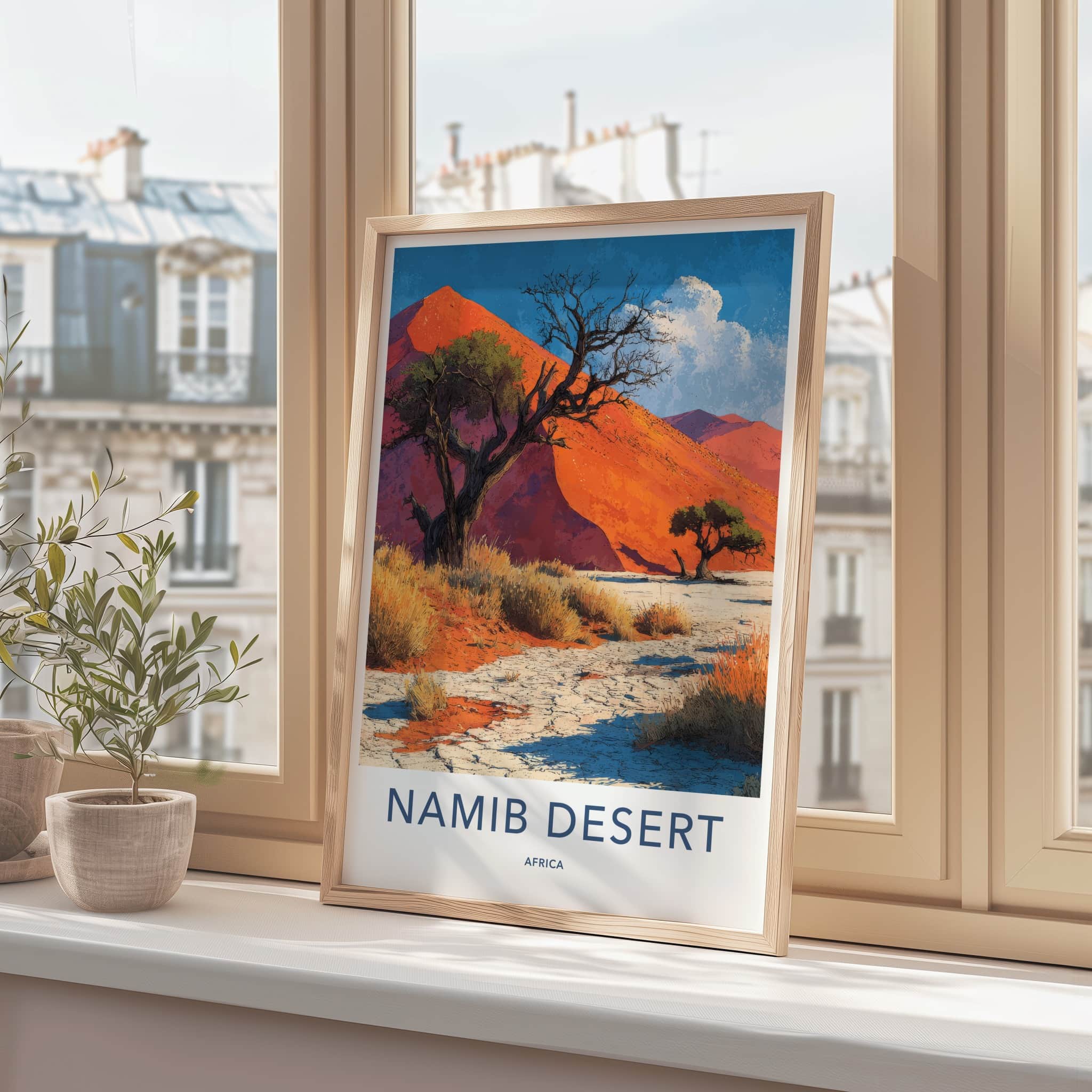 Namib Desert Poster - Africa Travel Print - Red Dune Landscape Home Decor